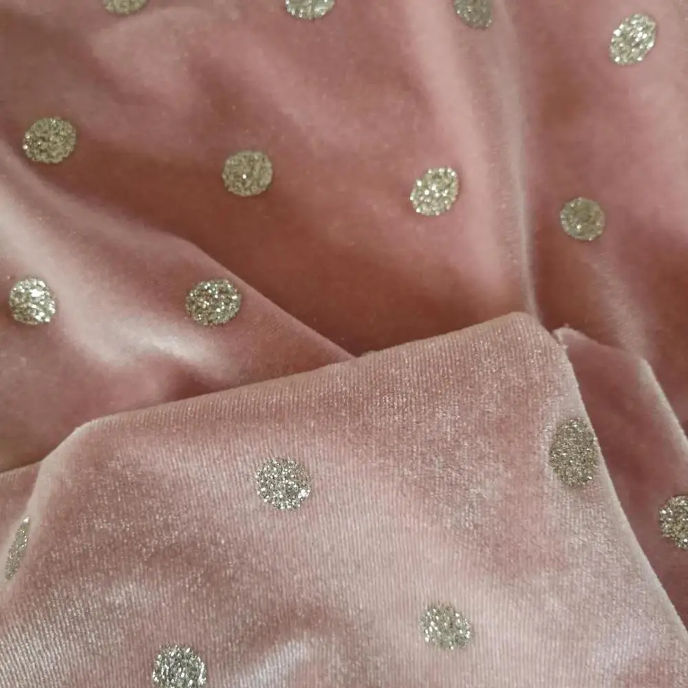 
300gsm stretch super soft shine velvet with polka for the garment or upholstery fabric 