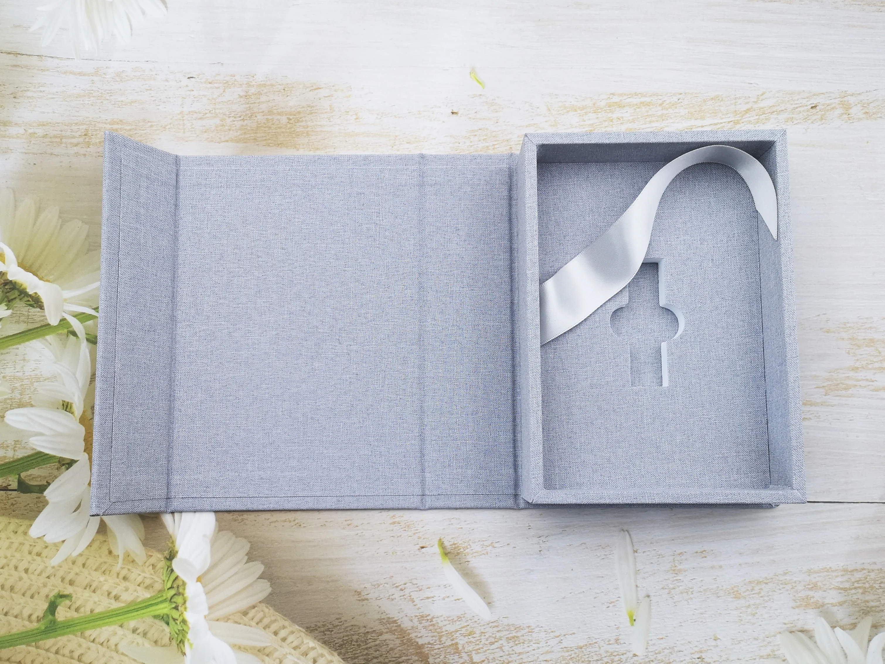 NEW Design Cream Beige Gray Linen Boxes Photographer Gift 4*6 5x7 inch Photo Prints USB Linen Box For Glass USB flash Drive