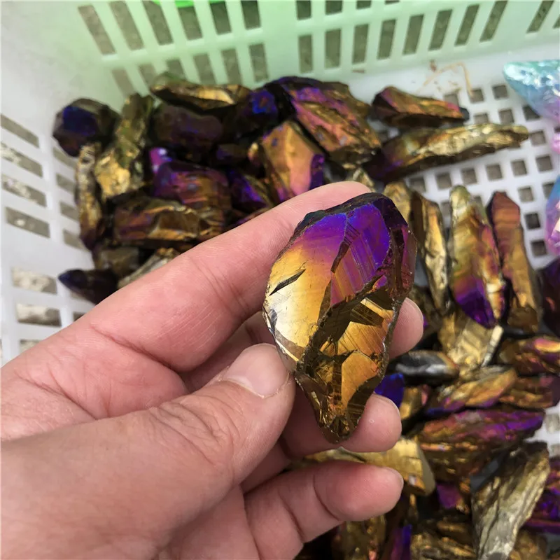 Wholesale Beautiful Rare Rainbow Flame Aura Quartz Crystal Point rough Crystal tumbles for magic wand