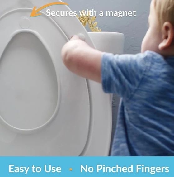 Toilet Seat with Built-In Potty Training Seat Slow-Close Removable that will Never Loosen, ROUND White