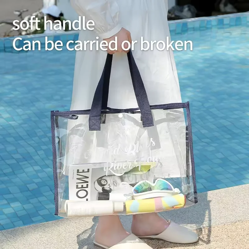 2024 New Waterproof Beach Tote Pool Bags for Women Ladies Large Gym Tote PVC Clear Plastic Hand Storage Bag Shopping Bag
