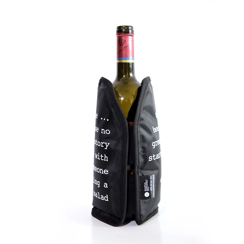Custom printing champagne bottle ice gel cooler,reusable bottle cooling sleeve