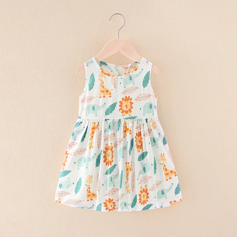 New Designer Toddler Summer Dresses Skirt Flower Print Kids Clothes Dress Sleeveless Strap Backless Baby Girls Dress