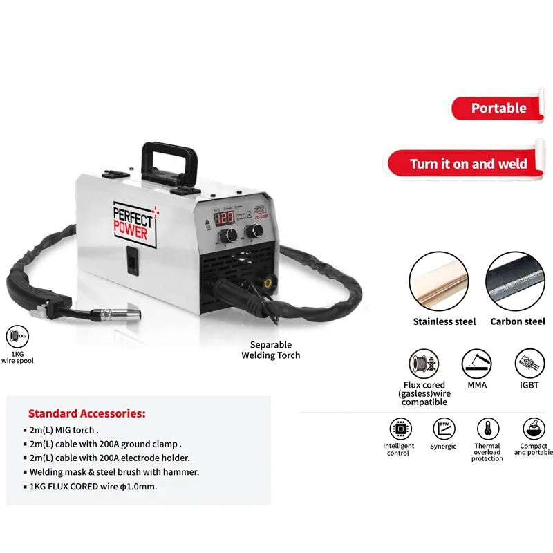 FC-120 120A Gasless Flux Cored Wire Welding With TIG MMA Welders Portable Mig Welding Machine
