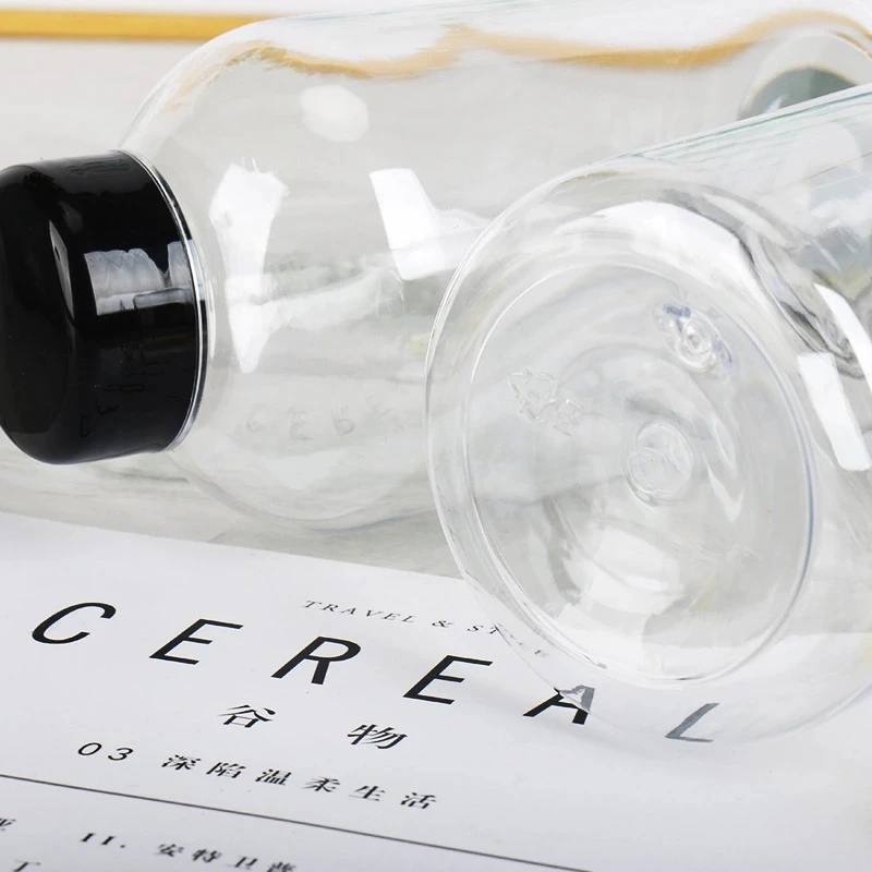 16 32 oz Disposable Clear Food Grade Pet Plastic Beverage Bottle With Tamper Proof Cap ,Milk Tea PET Bottle 1 Liter with Cap