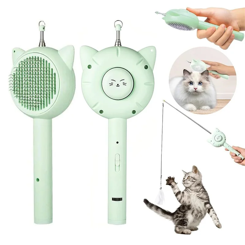Wholesale Rechargeable Pet Massage Comb Dog Cat Grooming Hair Remover Brush Interactive Laser Cat Teaser Stick