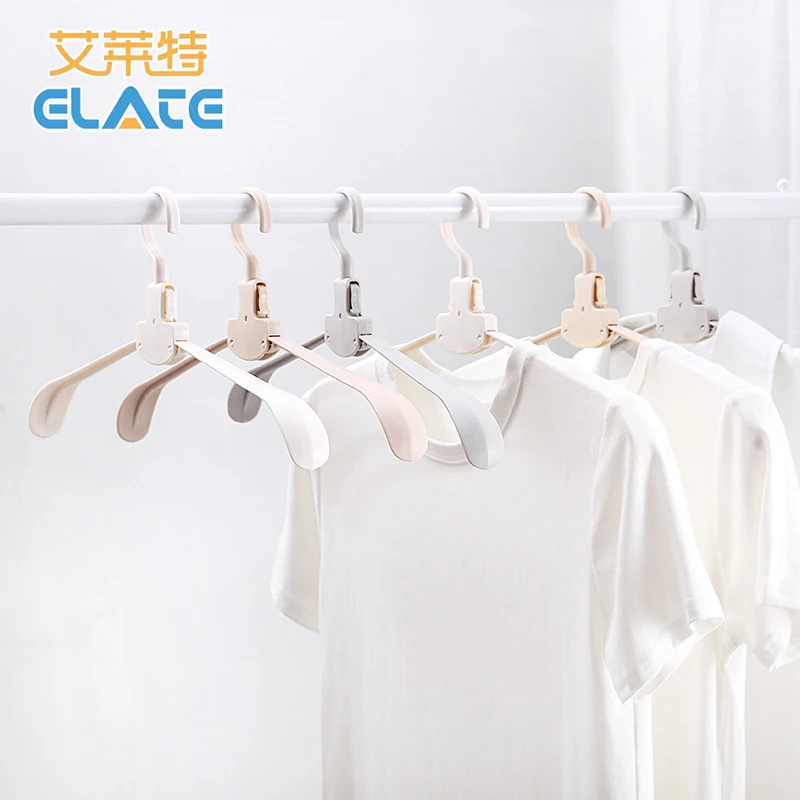 Portable Folding Plastic Reusable Garment Clothing Coat Hanger Wide Shoulder Traceless Clothes Hanger Travel Foldable Hanger