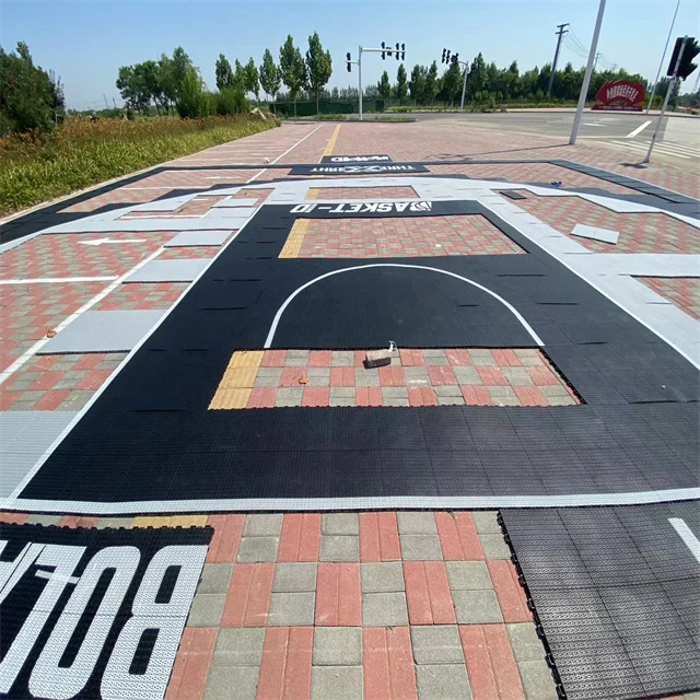 Multifunction anti-slip modular basketball/tennis/badminton court interlocking outdoor sports flooring plastic tiles