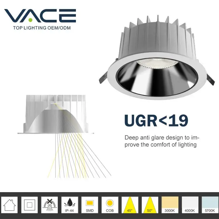 VACE Hot sale 18W 20W 30W 35W 45W 50W australia standard led dimmable downlight high power IP44