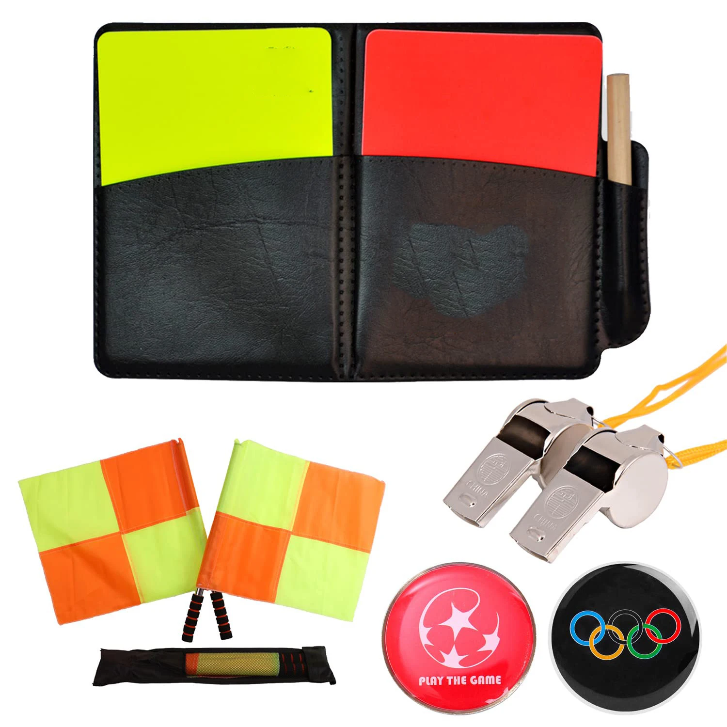 game coach football referee equipment referee red and yellow cards soccer electronic referee flag set