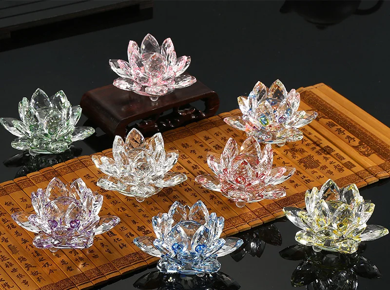 Home decoration wedding gift 20/30/50/60/100mm colorful crystal lotus flower ornament