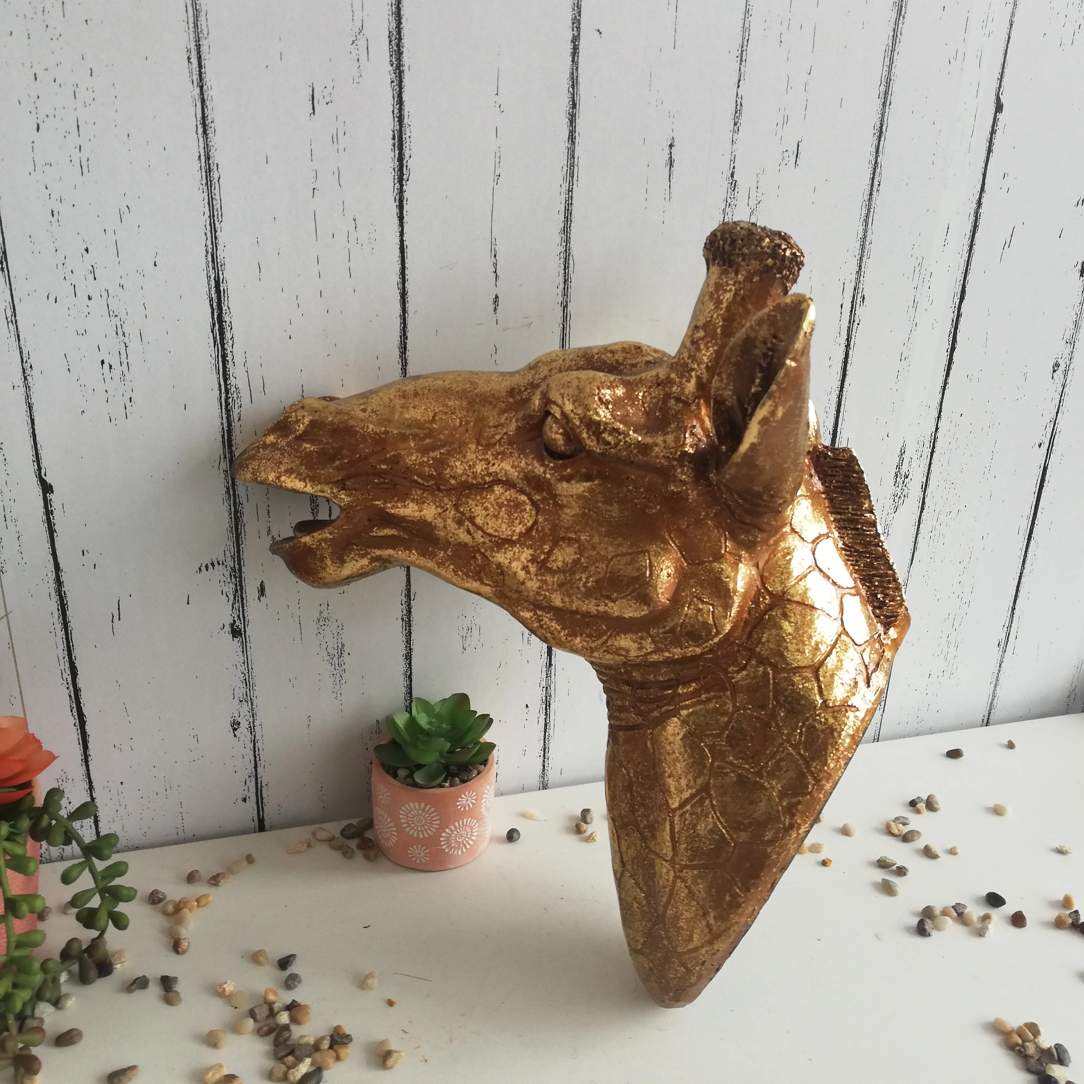 resin giraffe  skull head hanging wall decor Living room Hotel Home decoration pieces wall decoration