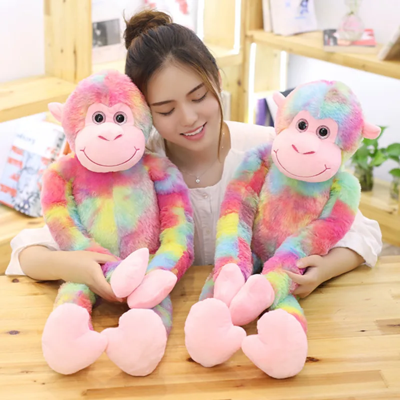 Custom Long Arms And Legs Soft Plush Monkey Rainbow Colour Toy Fashion  Stuffed Animal Plush  Wholesale Monkey
