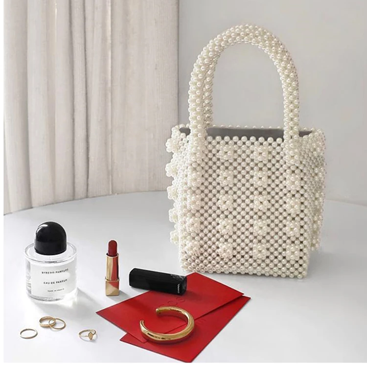 Free Shipping Best Selling In Amazon Travel Non-toxic Plastic Luxury Cute Small Bags Colorful Pink Pearl Bucket Women Hand Bag