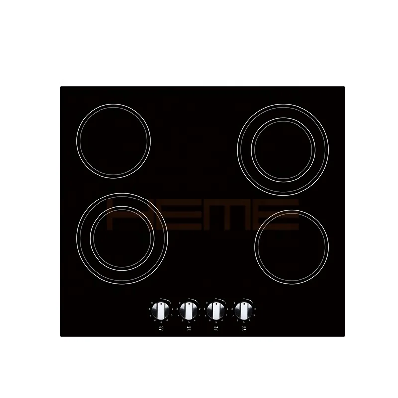 Custom Kitchen Cooking Supplier Side Control Built in Glass Panel Electric 4 Burner Ceramic Hob