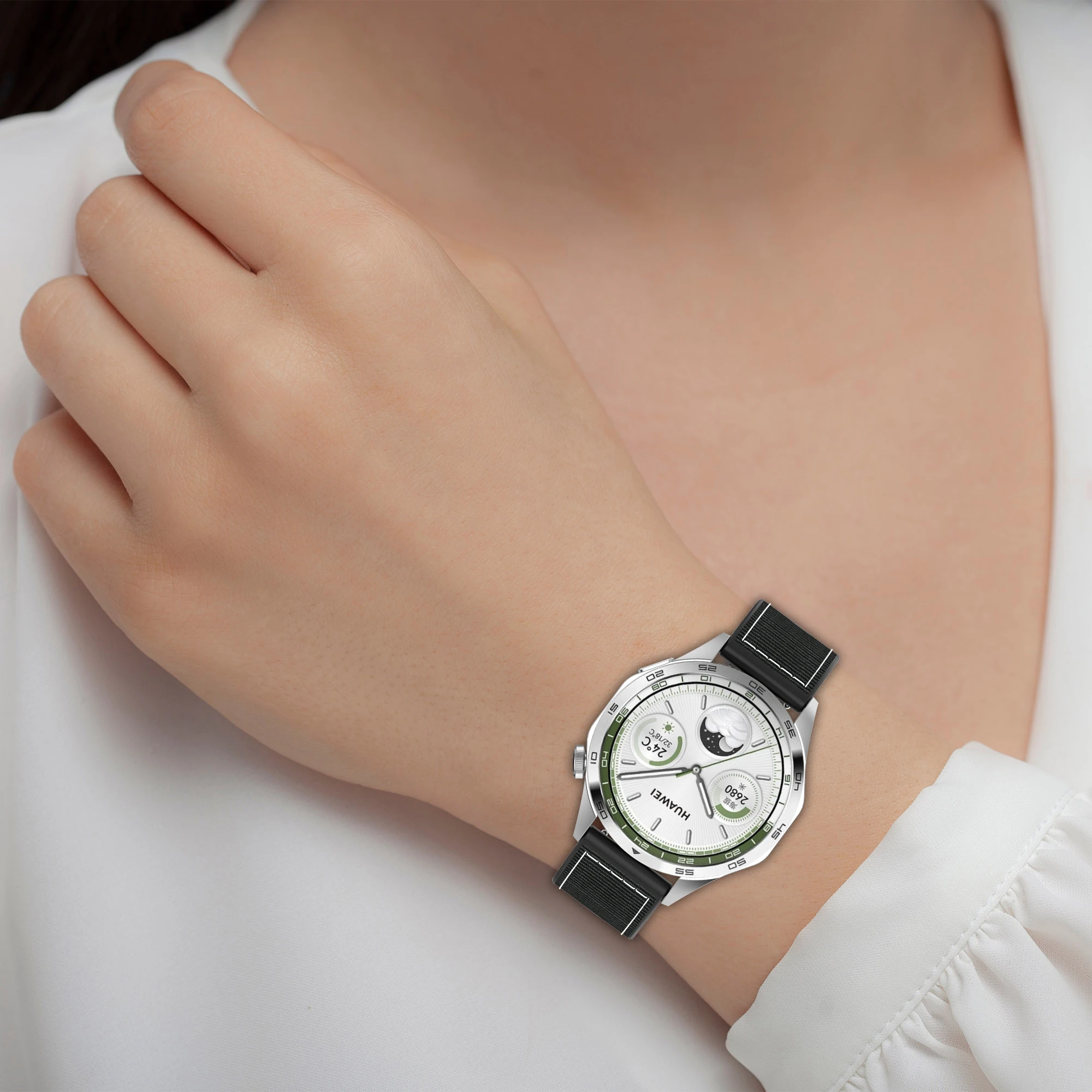 Quick Release 22mm Nylon Silicone Band for Huawei watch GT4 46mm/GS4 Wrist Bracelet with Silver Buckle