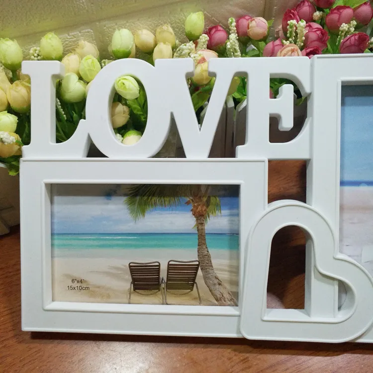 America market Opening Plastic Wall Hanging Word Love Photo Collage Frame Wedding Decorative Multiple Photo frame