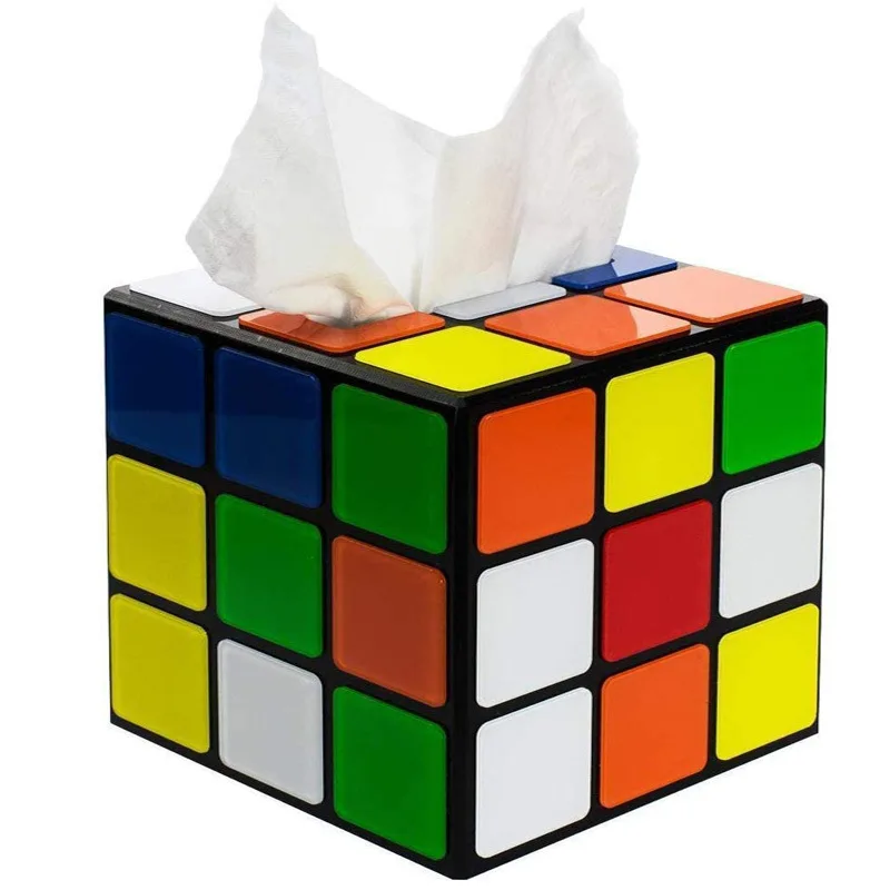 Square Tissue Boxes, Multi Color With Magnetic Lock Holder For Plastic Magic Cube Tissue Box Cover//