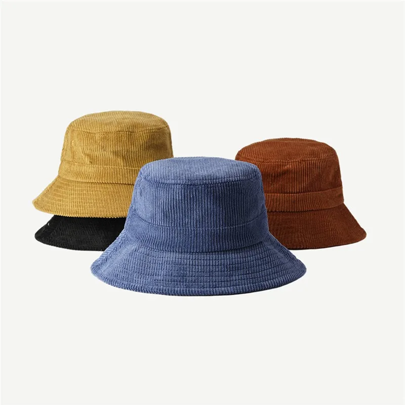 Высококачественные модные оптовые теплые зимние вельветовые ковшовые шляпы на заказ однотонные вельветовые шляпы