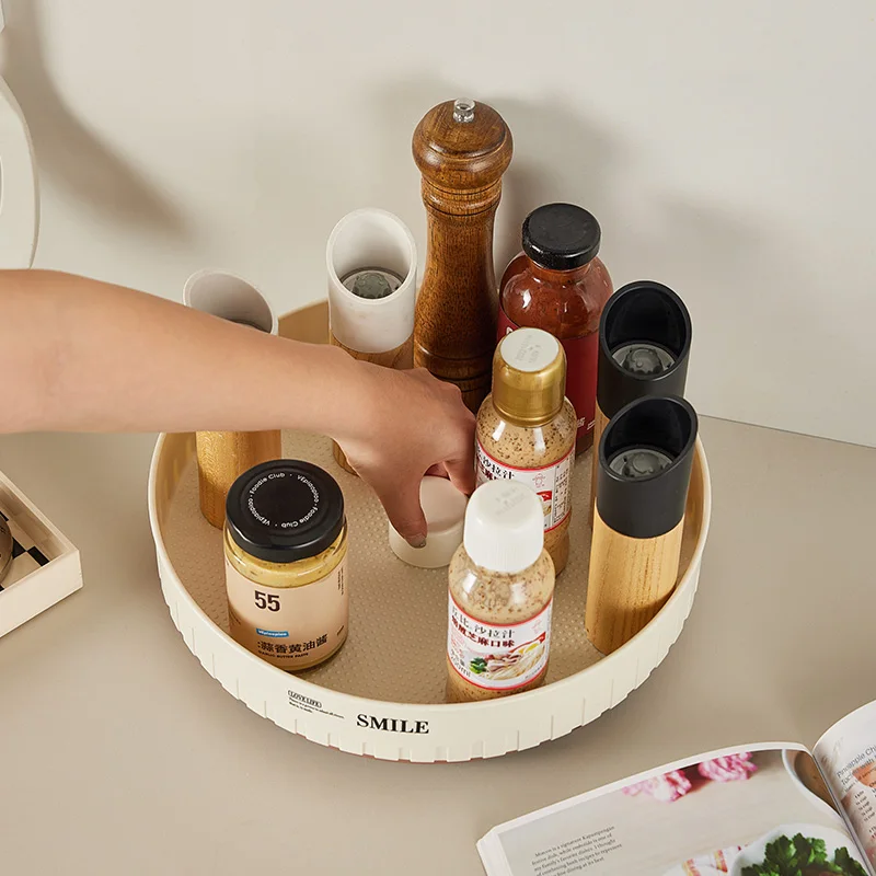 Multifunction Table Seasoning Bottle Organizer Rotating Perfume Bottle Storage Box Kitchen Countertop Plastic Spice Rack