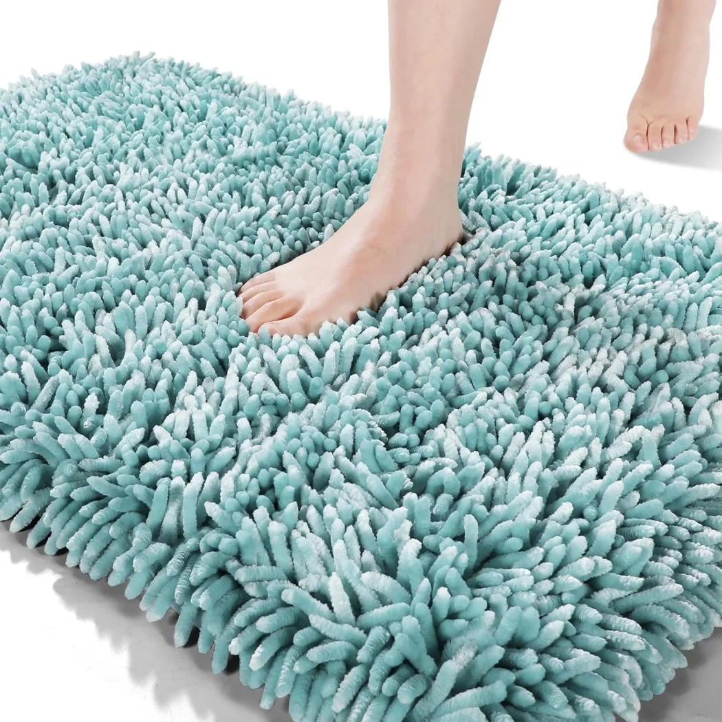 CF custom Polyester floor mat Bathroom Rugs Carpet Non anti Slip Microfiber Absorbent bathmate yarn steaming Chenille Bath Mats