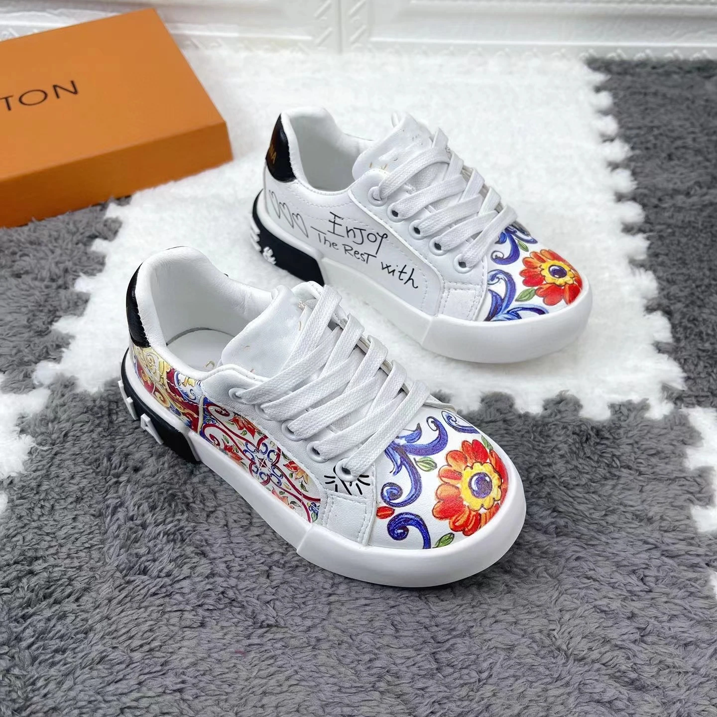 2022 new white kids shoes girls high end boys