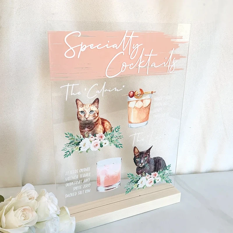 Dog Signature Drink Sign, Open Bar Menu Wedding  Pet Signature Cocktails Wedding Decor Sign,Dog Bar Acrylic Sign