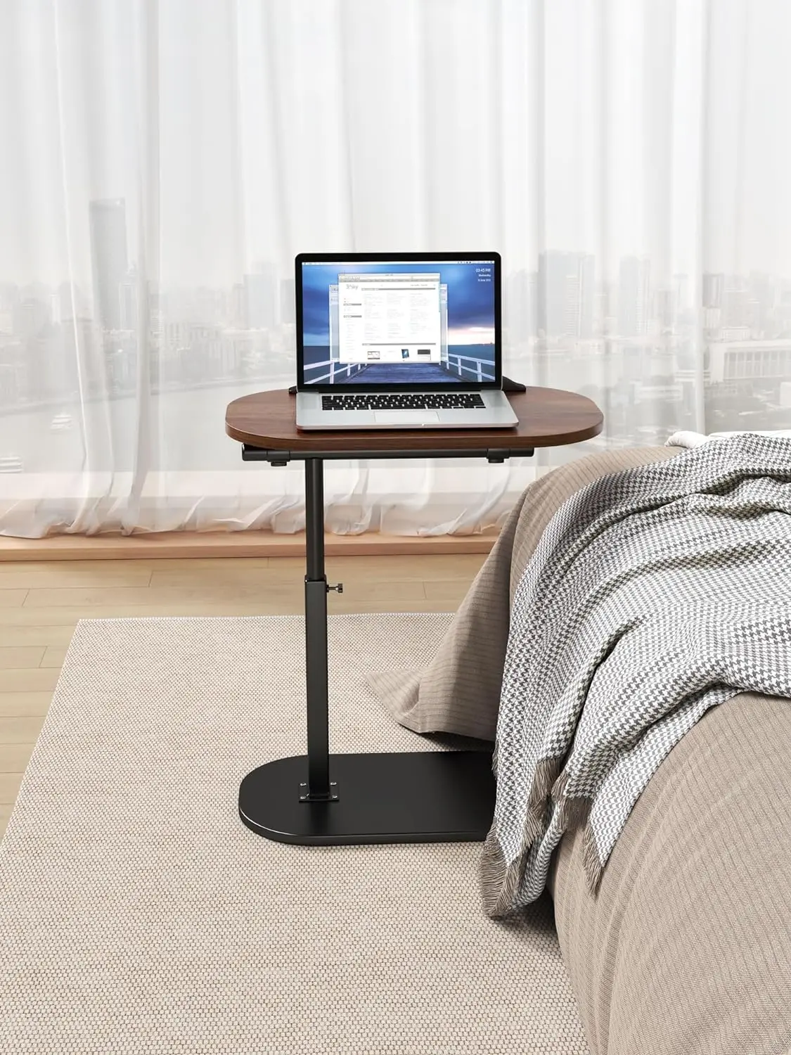 Combohome Adjustable Laptop Desk Wood Sofa Side Table Rolling Mobile Computer Desk