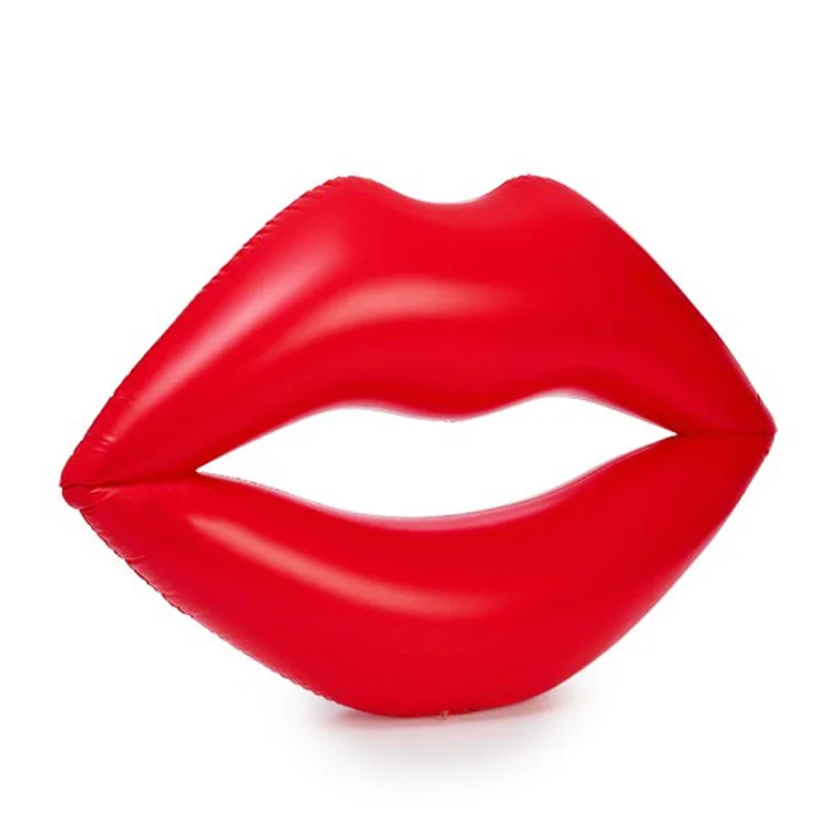 Outdoor PVC inflatable summer adult beach swimming red lips water floating swim pool float