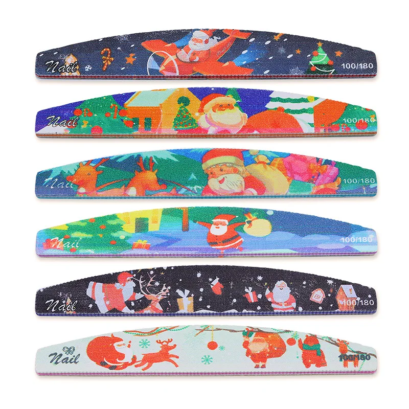 6pcs/set l Emery Board Manicure Pedicure Art Tools Custom Logo Double-Sided Nail File Set 180 150 80 100 Grit Nail File