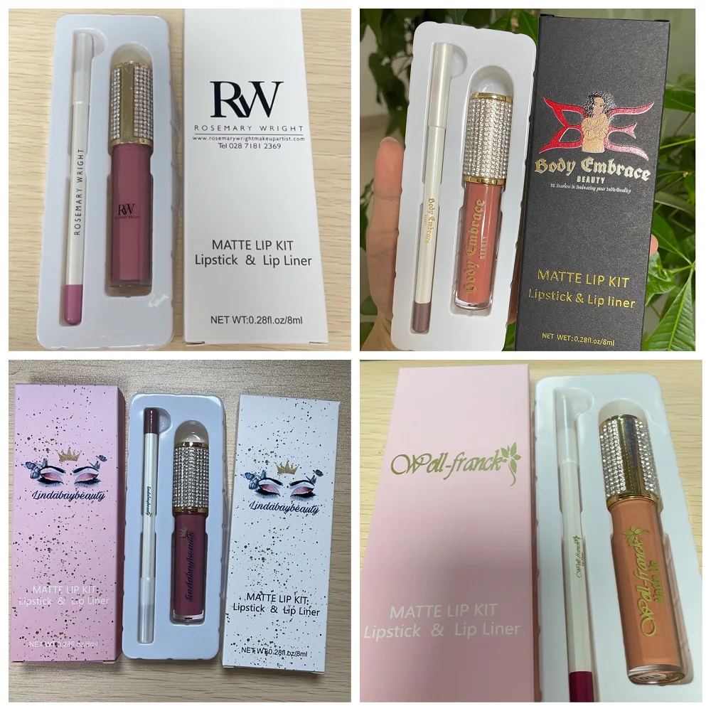 Drop ship rouge a levre customize private label 2 in 1 matte lipstick and liner