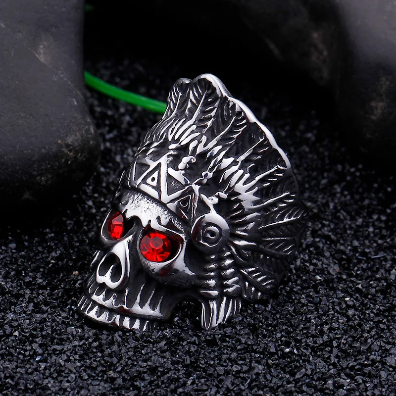 KALEN 316L Stainless Steel Hip Hop Punk Rings Skull Ring For Men
