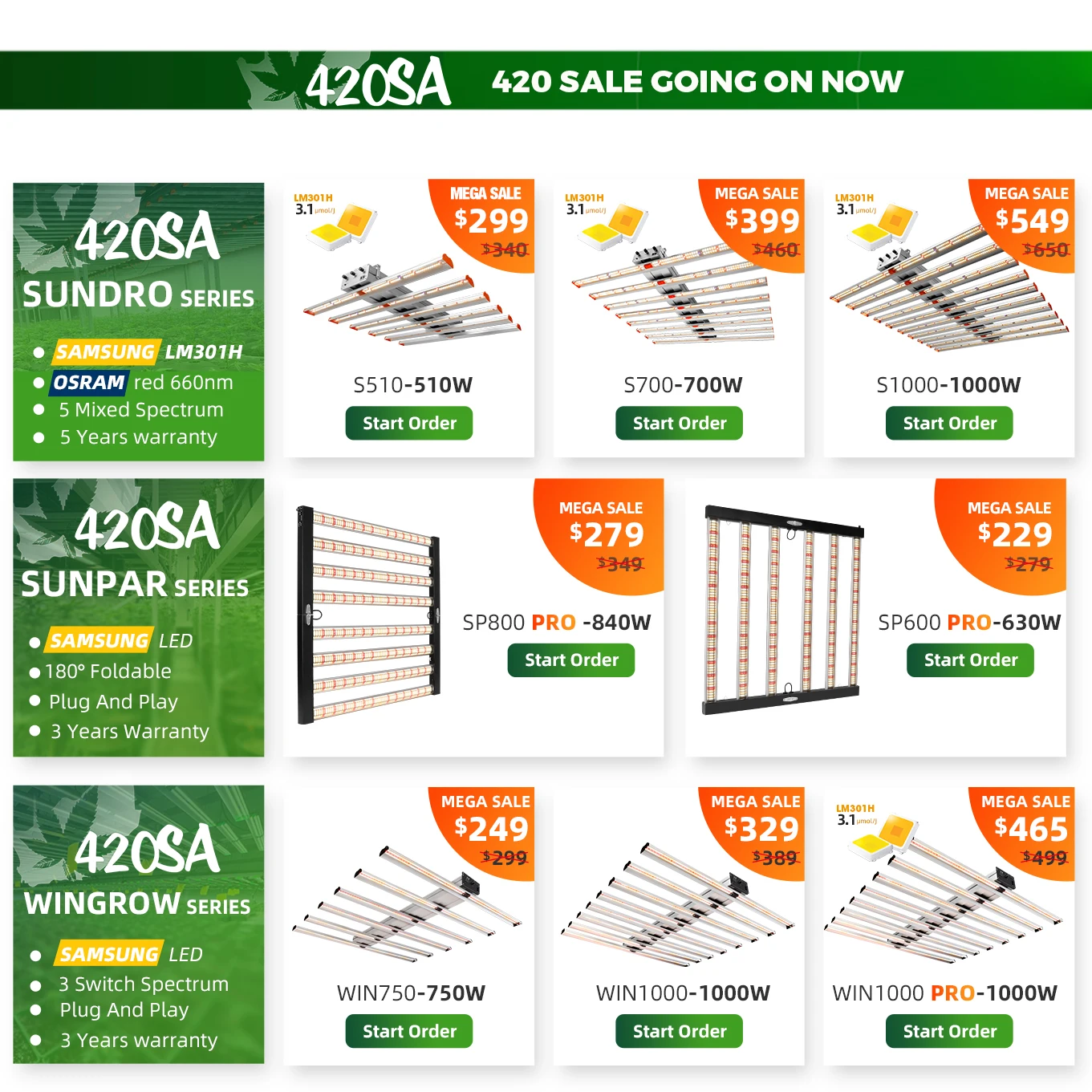 420 MEGA SALE WIN1000 PRO 1000 Watt Adjust Spectrum High PPFD Led Grow Light LM301 1000W For Sale