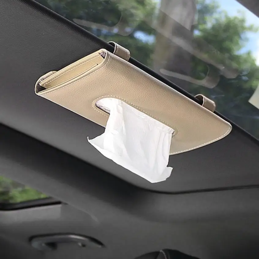 Auto Interior Organizer Car Visor Napkin Dispenser with Cards Clip Tissue Holder Vehicle Tissue Box Factory Price