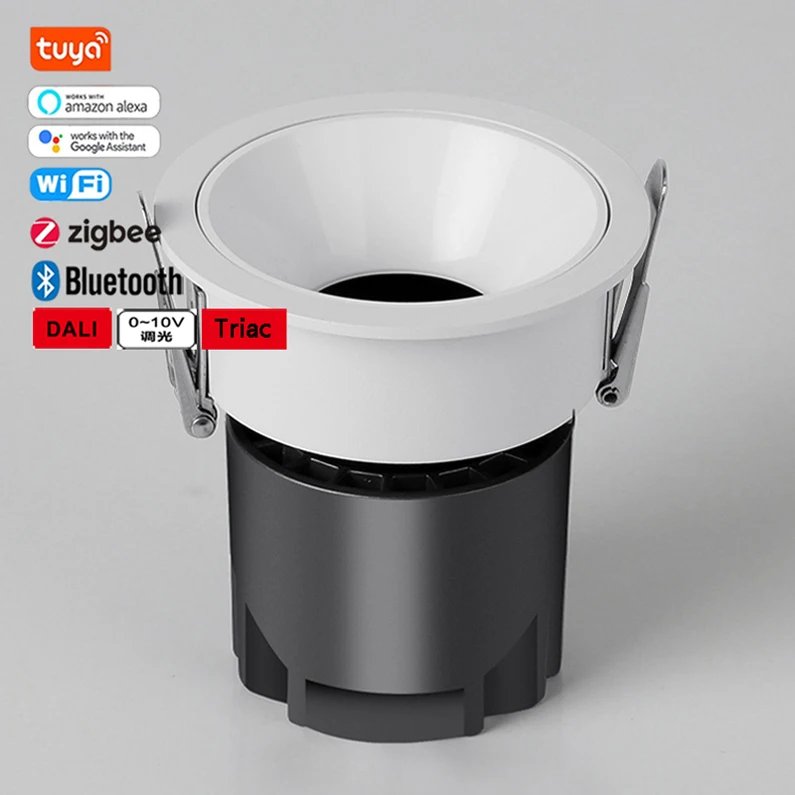 Smart dimmable wifi bluetooth recessed spot indoor lighting new design downlight tuya zigbee cct rgb 220v 24v led downlight
