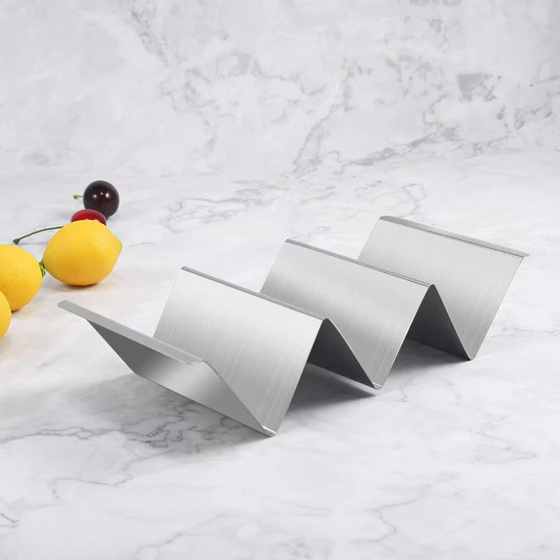 wholesale Wavy-shaped 4 pack stainless steel taco holder stand set of 4 tray style