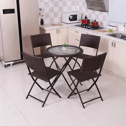 HOT spot goods rattan folding chair with 80cm rattan round table 4+1
