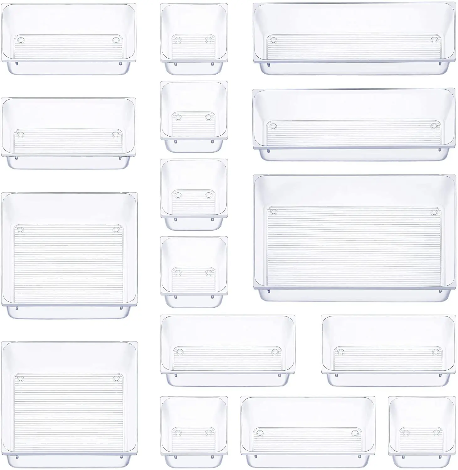 25pcs Clear Acrylic Makeup Drawer Organizer Set 4-size Versatile Vanity And Bathroom Drawer Organizer Trays Storage For Makeup