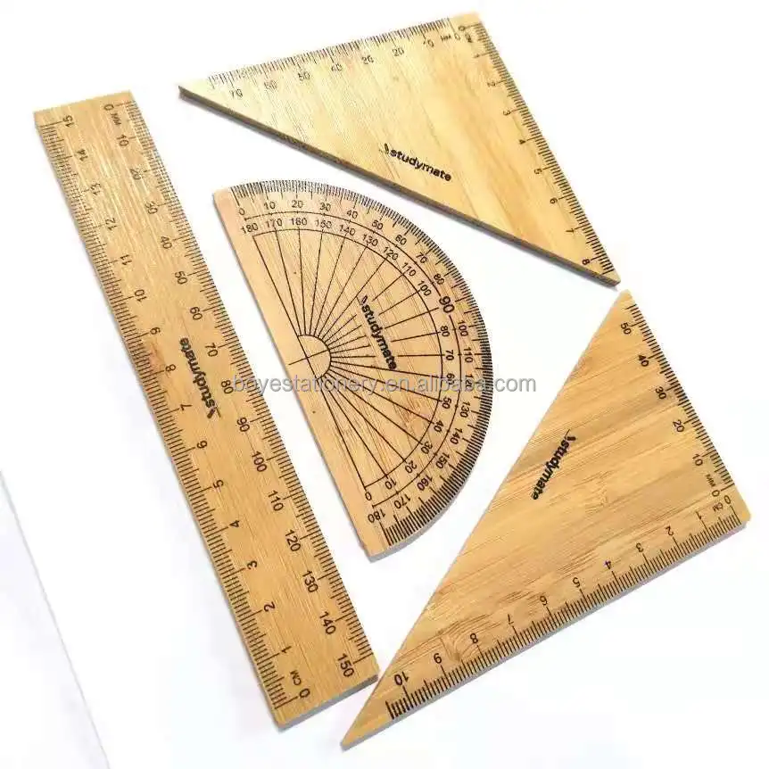 
Wholesale Kids Gift Set Student Drawing Math Geometry Kit 4 Pieces Set Bamboo Ruler set drawing tools art set 