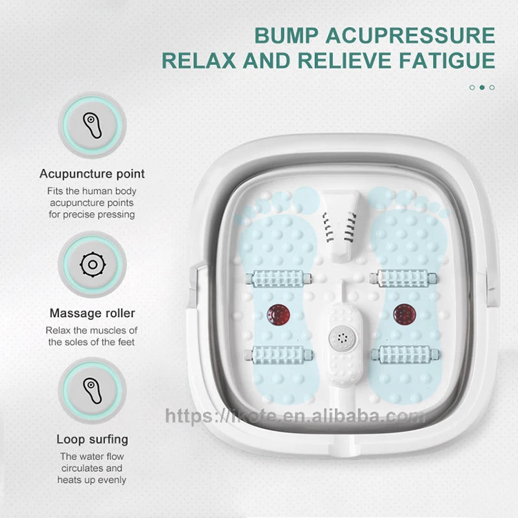 OEM & ODM Smart Portable Electric Foot Spa Vibrating Water Massager with Red Light Heating Foldable Foot Bath