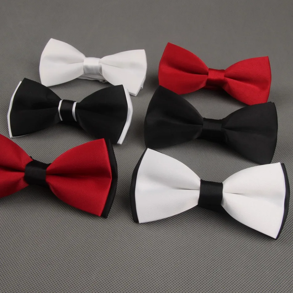 Classic Two Color Bow Tie for Man Solid Color Water Proof Double Fold Bowtie Party Wedding Accessories Female Tie Gifts for Man