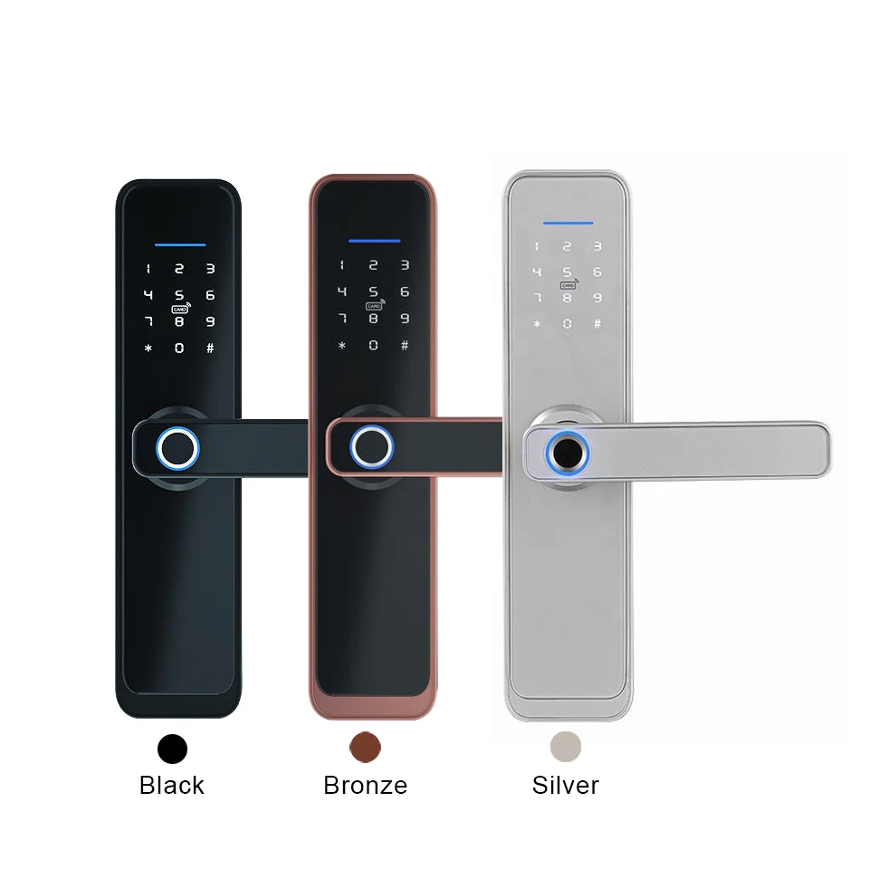 Smart Door Lock with Tuya TTLock App Security WiFi Fingerprint Digital Handle Door Keyless Biometric Entry Door Lock