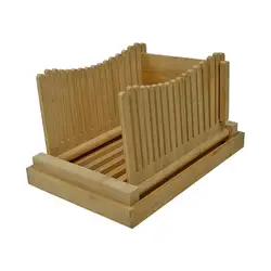 Eco - friendly Bamboo wood foldable Bread Slicer And Removable Bread Cutting Board with crumbs tray