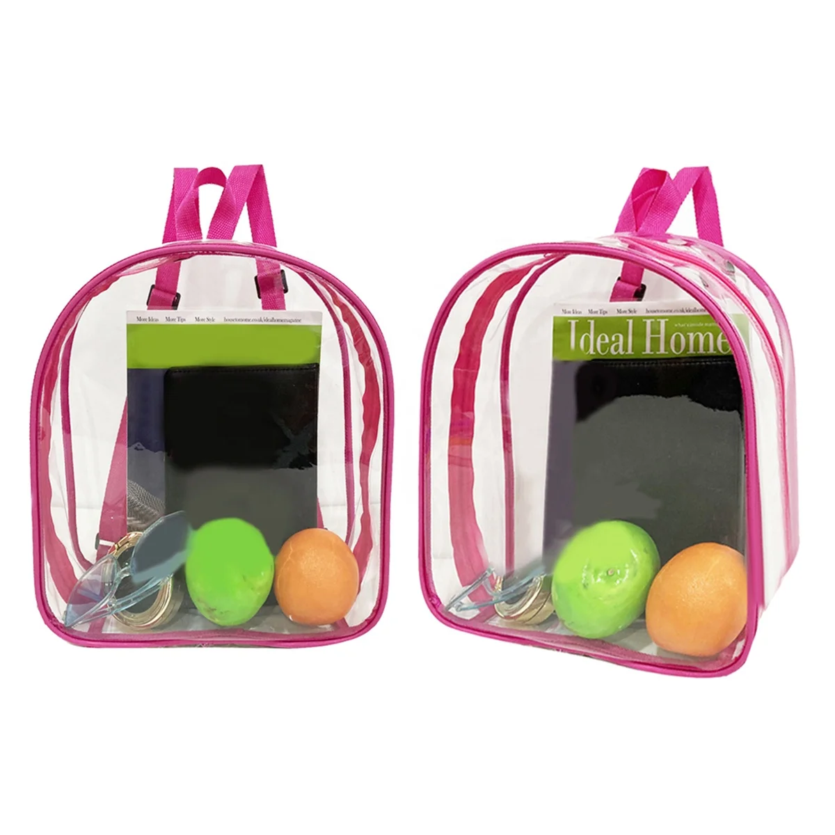 Transparent Artist Bag See Through Waterproof Plastic Kids PVC Clear School backpack with Removable Strap