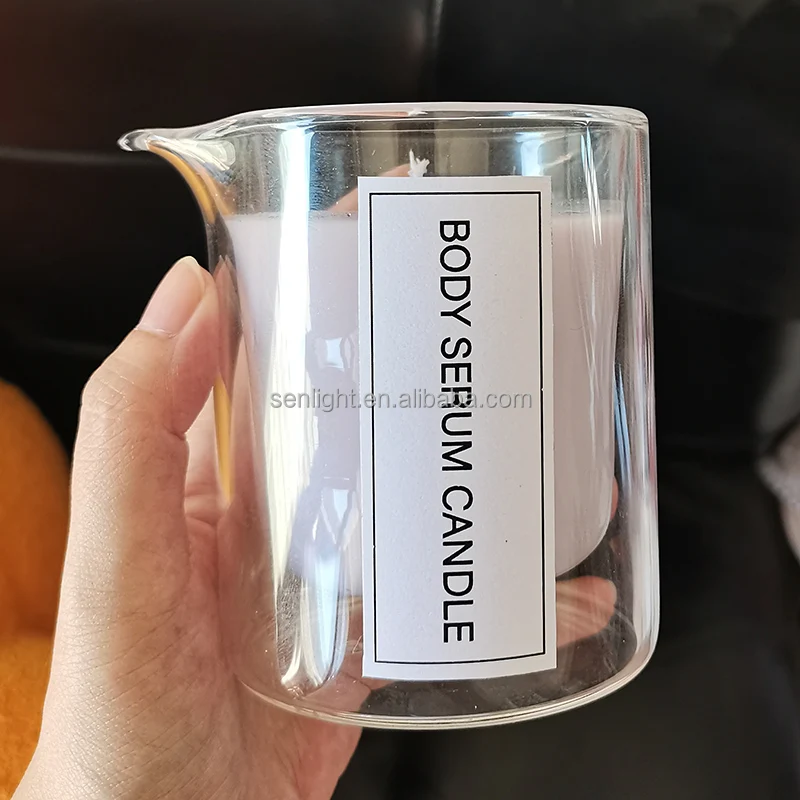 4 oz 8oz double wall glass heat resistant body serum message candle jar custom glass candle jars