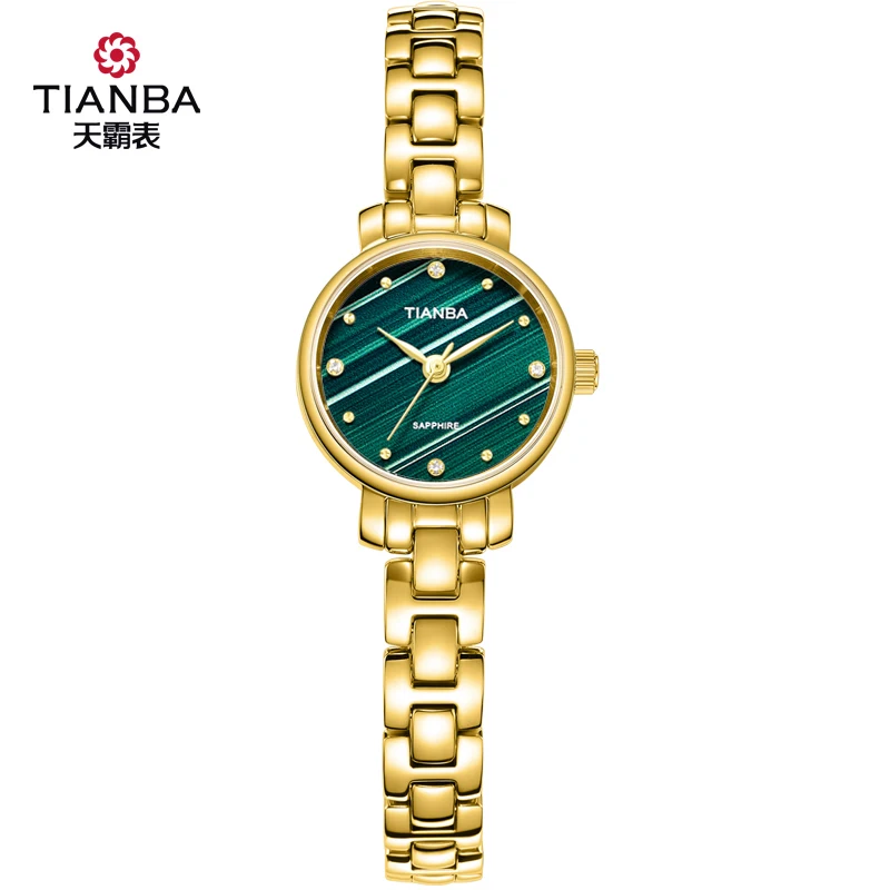 Factory price high quality luxury sapphire mini small size malachite stone diamond Bracelet woman lady watch for sale