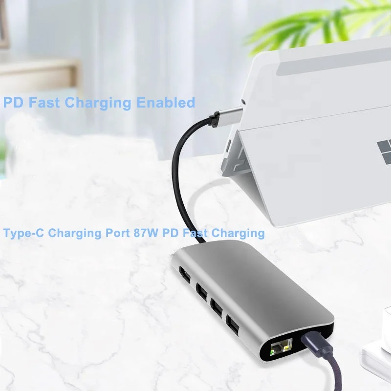 Type-c docking station 8 in 1 to HDTV TF SD card reader USB-C Multi-port Usb C Hub mac book pc usb hub