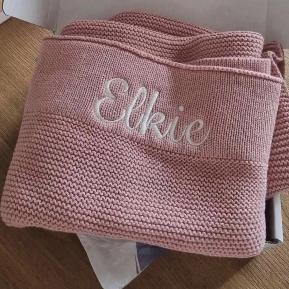 Customization Washable Label Brand Personalised Knitted Pram Blanket Baby Shower Newborn Gift Soft Stroller Bassinet Swaddle