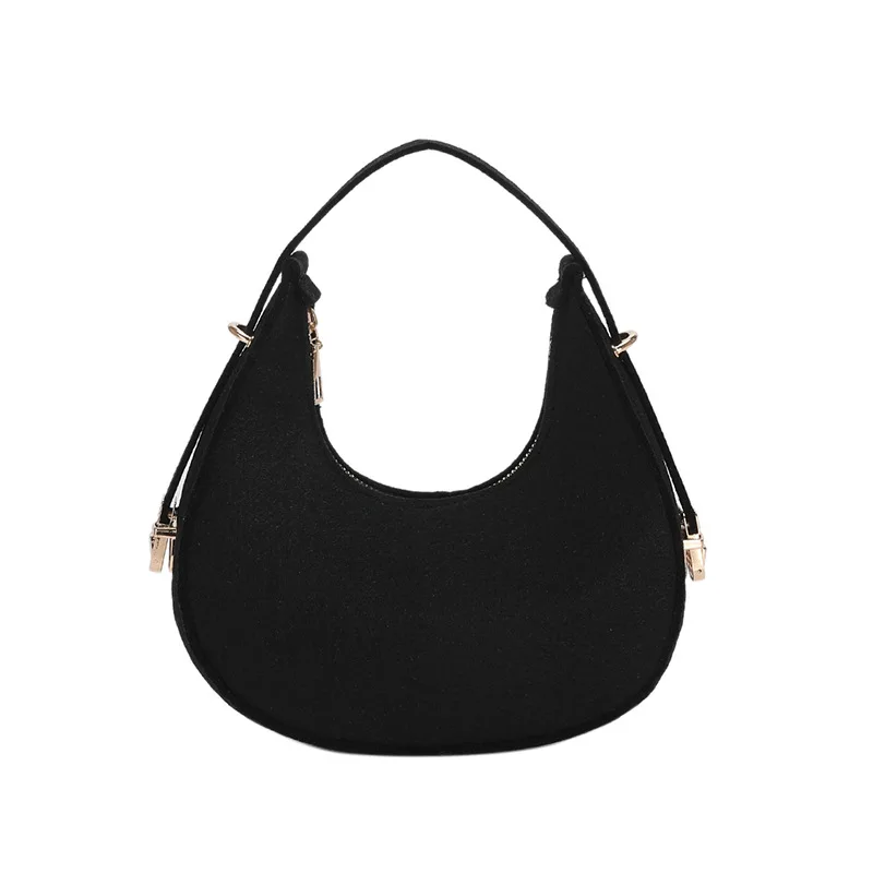 Cheap Fashion Designer One Shoulder Underarm Bag for Ladies Handbags Women Trend Half Moon Shape Zipper Saddle Hobo Hand Bags