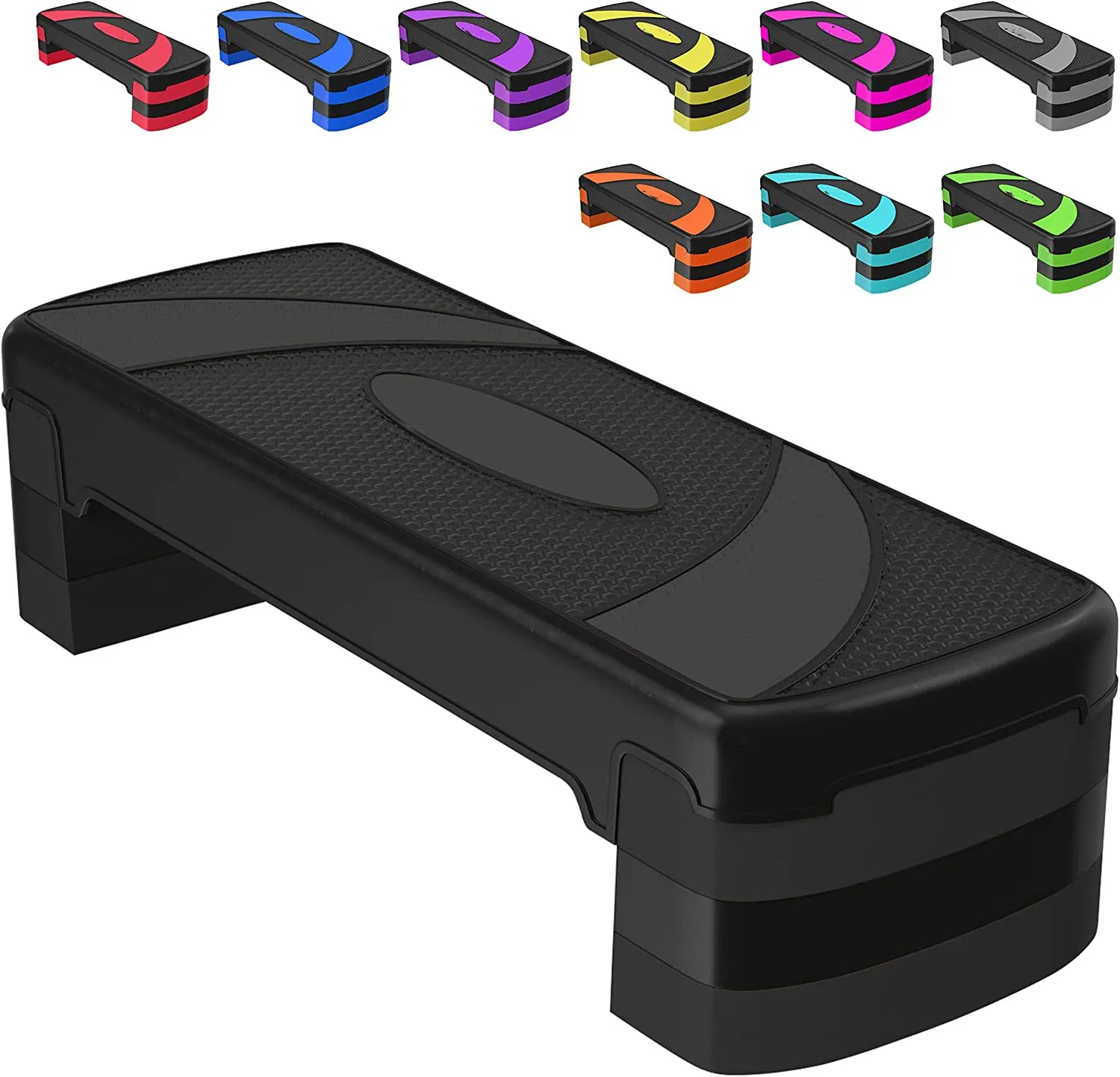 Aerobic Stepper Adjustable Height 3 Level Risers Step Platform Trainer For Gym Cardio Strength Training